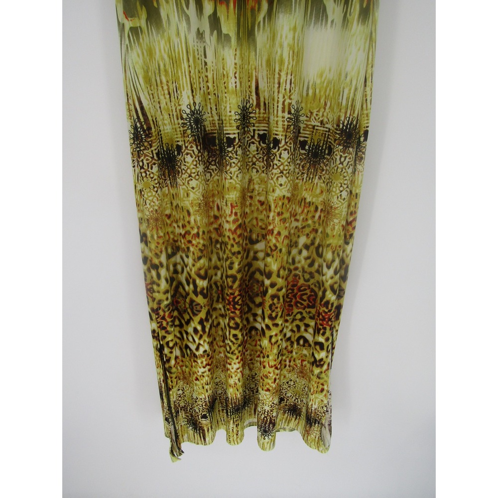 Maxi Dress Medium Mulit Color Animal Print Beaded Boho Beachy Resortwear Festive - Picture 5 of 15